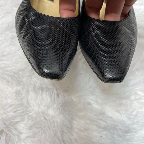 Stuart Weitzman black pump heel pebbled leather 7 - Picture 2 of 12